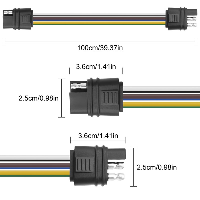 XMSJSIY 6 Way Square Trailer Wire Adapter Extension Cable 6-Pin