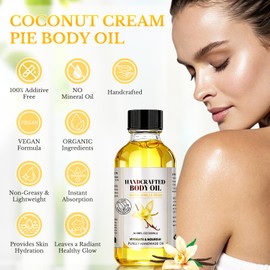 LMDGDS Vanilla Body Oil 2-Pack - Long Lasting Warm Vanilla Scent, Non-Greasy Fast Absorbing Formula with Almond & Jojoba Oil for Soft Smooth Skin, 4.06 Fl Oz