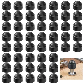 Screw Caps and Nuts, M8 Round Hexagonal Protective Caps, Pack of 50 Cover Caps for Screws, Hexagon Socket Cap Nuts, Black, Round Hexagonal Protective Caps, for Screws and Nuts