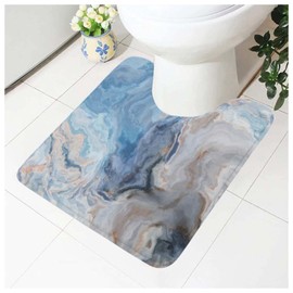ENSFTF Toilet Rugs Soft Comfortable Absorbent Toilet Mats Marble Pattern Slip Machine Washable Toloet Contoured Bath Mats Soft Flannel U-Shaped Toilet Base 16 * 20 in