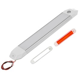 SMIXCTEK Dual-Color Touch Dimmable LED Boat Dome Light, 12 Inch Surface Mount Courtesy Ceiling Interior Cabin Lamp, 12/24V (White | Red)