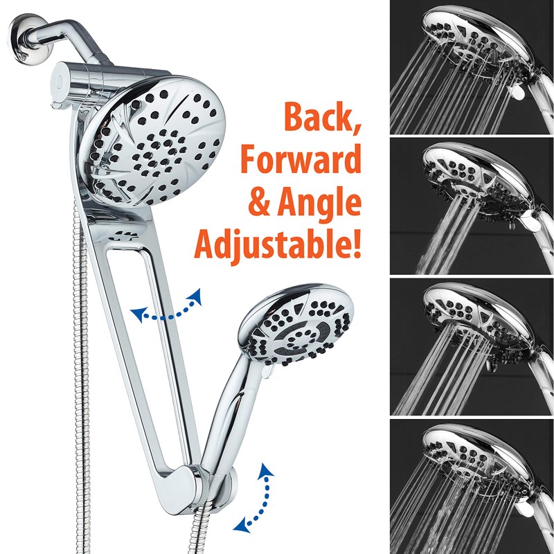 AQUABAR High-Pressure 3-way Shower Spa Combo with Adjustable 18" Extension