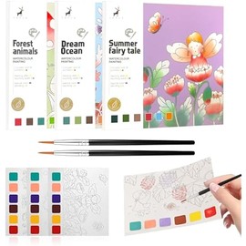 AWANKOU Paint with Water Coloring Books for Kids, 3 PCS | 60 Pages Watercolor Painting Sets for Kids Ages 4 5 6 7 8+, Arts Crafts Drawing Gift for Boys Girls - Fairy Tail, Dream Ocean& Forest Animals