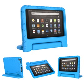 Merocab Kids Case for Kindle Fire HD 8 Tablet 8th/7th/6th Generation (2018/2017/2016 Release), Soft Flexible Lightweight Shockproof Durable with Handle Stand, Blue