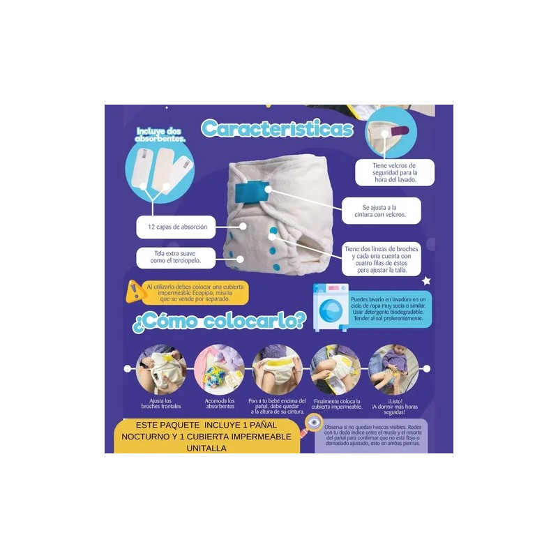 Pañal Ecologico Nocturno Ecopipo 6 Pack