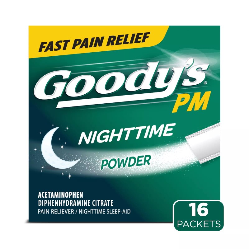 Goody's PM for Pain with Sleeplessness Nighttime Powder, 16 Powder