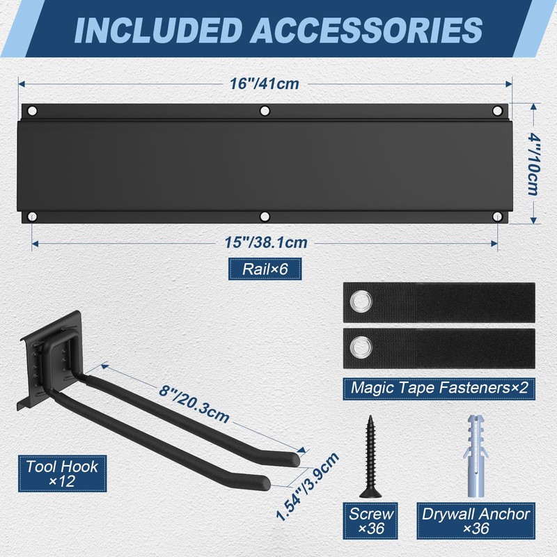 Housolution Garage Wall Organizer 96 Inch - 20Pack Carries 720