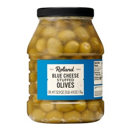 Roland Foods Blue Cheese Stuffed Olives, Specialty Imported Food, 52.9 Ounce Jar, Pack of 1
