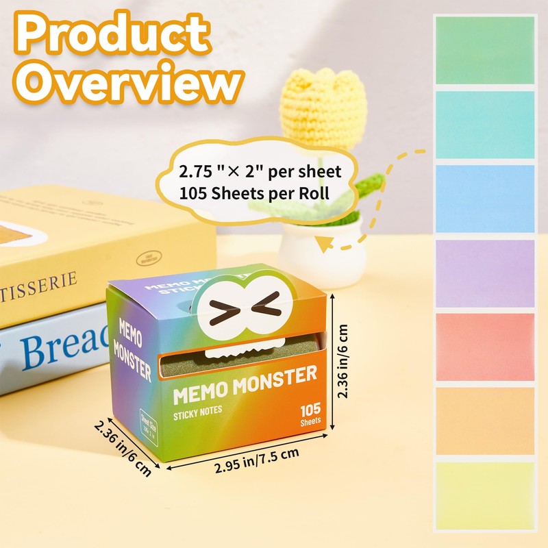 Monster Sticky Notes – Glittery Semi-Transparent Full-Adhesive Sticker Notes with