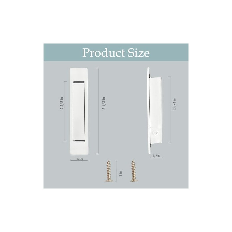 LASAMOLL Pocket Door Pull Handle，Professional Stainless Steel 304, 3-1/2"， Flush