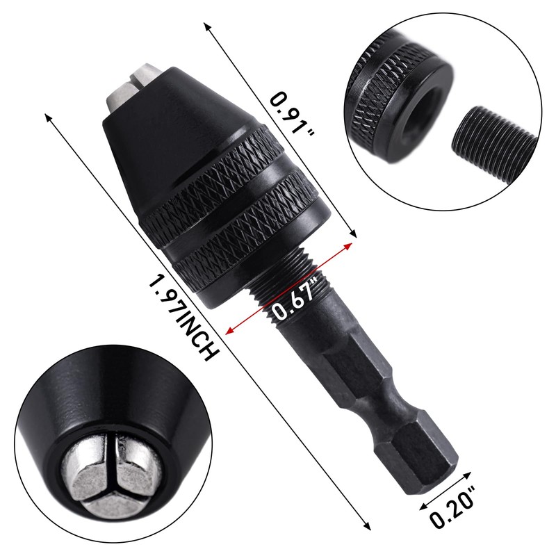 Keyless Drill Chuck Bit 1/4 Inch Hex Shank, Fast Change