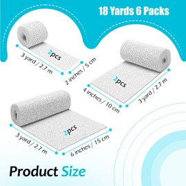 6 Packs Plaster Cloth Rolls 2,4,6 Inches Wide, Pletpet Plaster of Paris for Crafts 18Yards Plaster Strips White Plaster Bandages for Art Plaster Paper Sheets for Crafts, Body Casting and Art Project