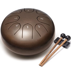 Lronbird Steel Tongue Drum Percussion, 6 Inch 8 Notes Musical Instruments, Music Gifts for Family Friends (Bronze)