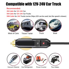 Starlink Mini DC Power Cable, 6FT/16FT/32FT 24V-12V DC Car Charger Auto Power Supply for Satellite, Replacement Cable for Starlink Mini, 18AWG Cable for Trucks Ships, Water-proof (2M/6.6FT)