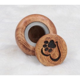 Handcrafted Small Pet Urn for Ashes – Mango Wood Memorial Keepsake for Dog or Cat – Paw & Heart Design – Holds up to 6 lbs – Mini Cremation Urn Box