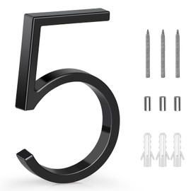 GeeRic Floating House Numbers 5 Inch Address Numbers Zinc Alloy Rust Proof for House, Garden Door Mailbox Decor Number with Nail Kit, Coated Black Visibility Signage (5)