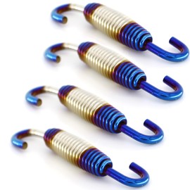 4pcs 58mm Motorcycle Exhaust Pipe Muffler Springs Stainless Steel Scooter Muffler Exhaust Pipe Spring Hook Fit Motorcycle Scooter ATV (58mm Blue Silver Hook)