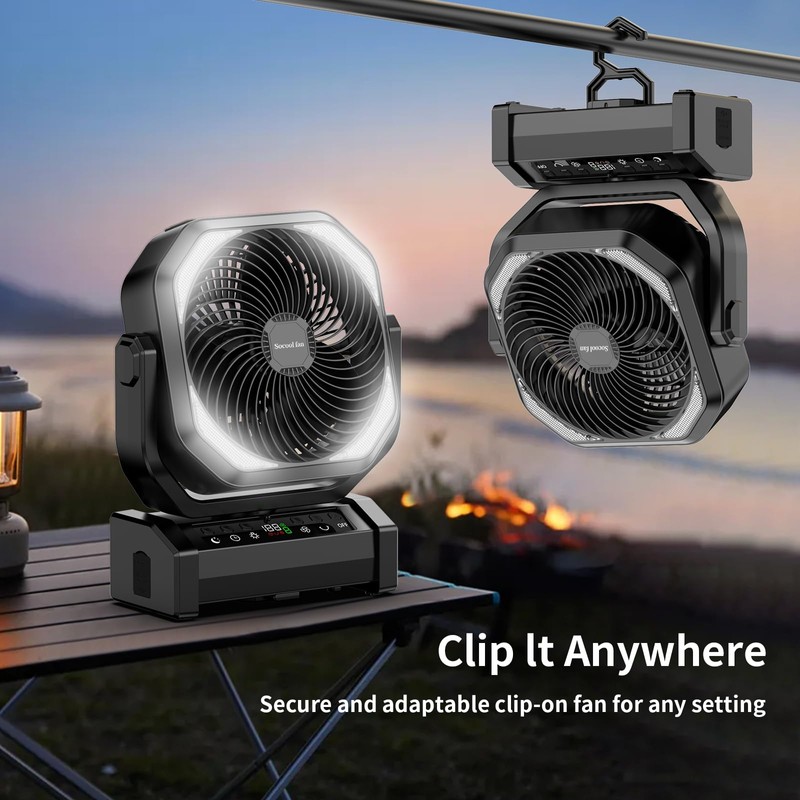 Socool Camping Fan with Light - 20000mAh Rechargeable Battery Fan,