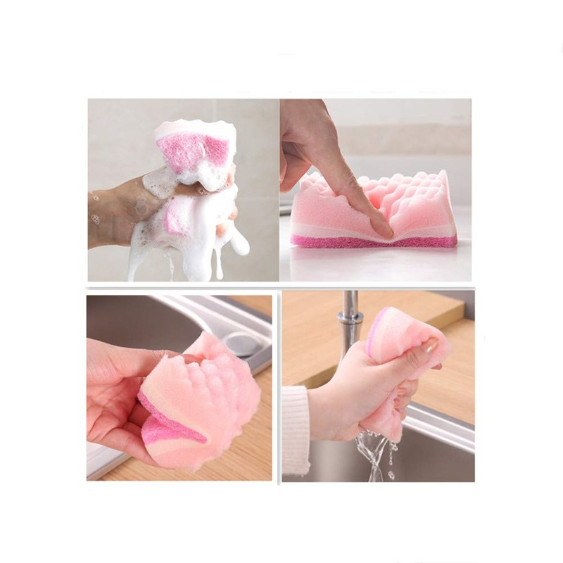 Yellow Pink Colors Multi-Functional Sponges Non-Scratch Scrub Sponges Household Kitchen