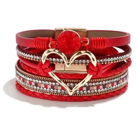 Boho Wrap Bracelets for Women Layered Leather Cuff Bangle Beaded Bracelets for Women Stackable Infinity Bracelets Jewelry Gifts for Women Teen Girls