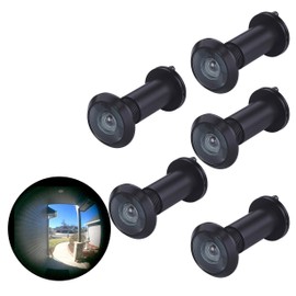 TOGU TG3016YG-BC UL Listed Solid Brass HD Glass Lens 220-degree Door Viewer Peephole with Heavy Duty Privacy Cover for 1-3/8" to 2-1/6" Doors, Matt Black Finish, 5Pack