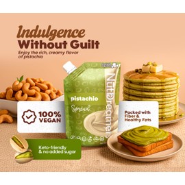 Nut Dreamers Pistachio Spread Vegan Keto Gluten Free Sugar Free Nut Butter Snack Pouch with Pistachios & Cashews – Healthy Vegan Snack for Pancakes Yogurt Smoothies 10 oz
