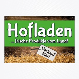 High-Quality Sign Made of Aluminium Dibond "HOFLADEN - Verkauf hier " 300 x 200 mm Rectangular | Sold Here | Coloured Sign with Hole Hole