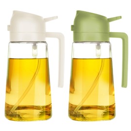 TrendPlain 16oz Oil Dispenser Bottle for Kitchen - 2 in 1 Olive Oil Dispenser and Oil Sprayer - 470ml Olive Oil Bottle - Oil Sprayer for Cooking, Kitchen, Salad, Barbecue White&Green