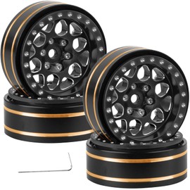 RCHuiWow RC 1.3 Beadlock Wheels for 1/18 1/24 RC Crawler Car TRX4M SCX24,1.3 RC Wheels Brass Coating Rings Alloy Rims for Trx4m Scx24,Black