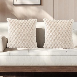 FOGARI Fluffy Cushion Cover, 50 x 50 cm, Sage Green, Set of 2, Plush Decorative Cushion Covers, Soft Striped Cushion Cover, Luxury Fur, Decorative Cushion, Sofa Cushion, Cuddly Cushion Covers, Living