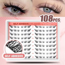 USA Ready to Ship 156pcs Self Adhesive One-Step Easy Lash Cluster Pre-Glue Diy Lash Kit Pre-Cut Segment Kit Model SFWAFalse Eyelashes Style: SDJSF108PXX----108 custers