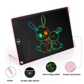Coolzon LCD Writing Board, 12 Inch Colourful Screen Writing Tablet for Children Adults, Erasable LCD Drawing Board, Electronic Writing Board, Portable LCD Drawing Writing Tablet, Pink