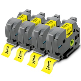 Pristar Compatible Label Tape Replacement for Brother TZe-651 TZe651 TZ-651 TZe 24 mm for Brother Label Tape PT-P700 2430 D600 D600VP 9700PC P750W P710BT E500VP Black on Yellow 4 Pack