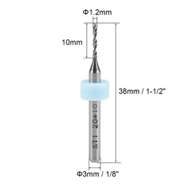 TOP-VIGOR 10Pcs 1.2mm Micro Drill Bit, 1/8 Inch Shank PCB Carbide CNC Print Circuit Board Tungsten Twist Tool Router Bits Shank for Rough Stone Jewelry Punching Engraving