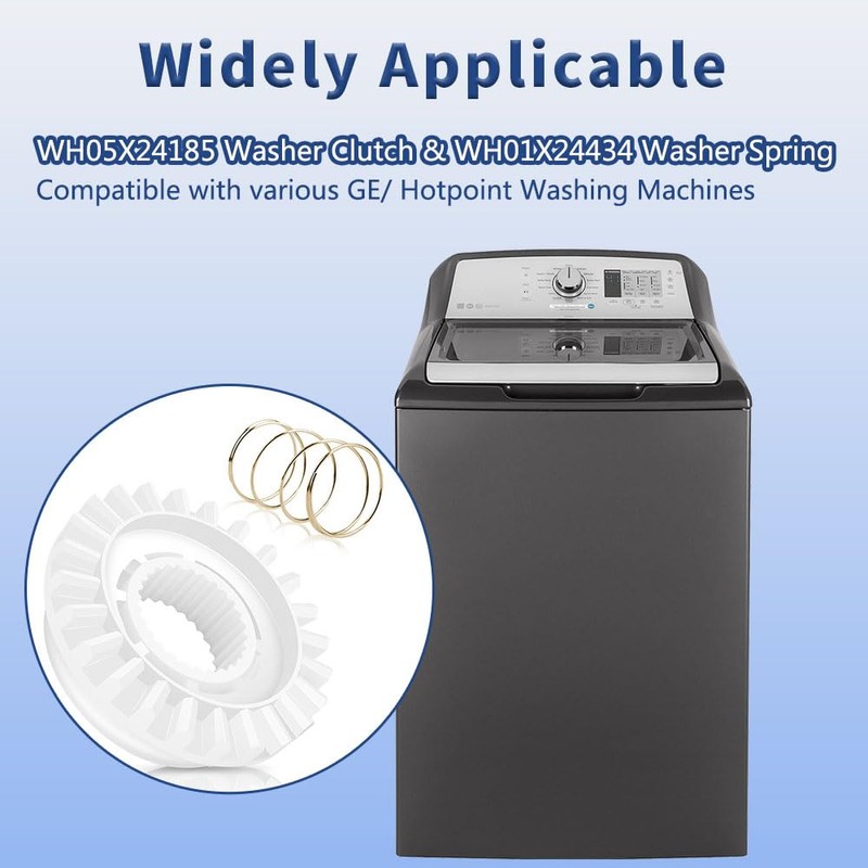 Upgraded WH05X24185 Washing Machine Clutch & WH01X24434 Washer Spring fit