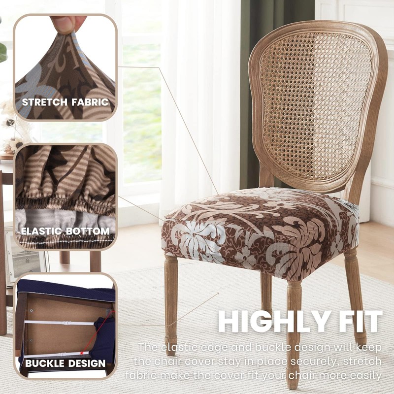 SearchI Stretch Dining Chair Seat Covers Set of 8, Soft