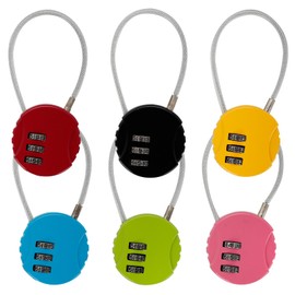 6pcs Digit Combination Locks - Outdoor Waterproof Mini Wire Rope Padlock for Luggage, Backpack, Gym Locker, Toolbox - 6 Assorted Colors