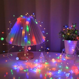 Battery Operated & USB Fairy Lights with Remote,10FT 200LED Cluster Lights Christmas Waterproof Twinkly Globe String Lights for Christmas Tree Copper Wire Firecracker Light for Bedroom Indoor Decor