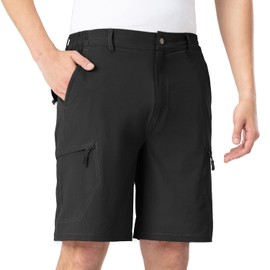 TBMPOY Men's Stretchy Hiking Shorts Cargo Quick Dry Lightweight Zipper Pockets for Camping Climbing Travel Black 30