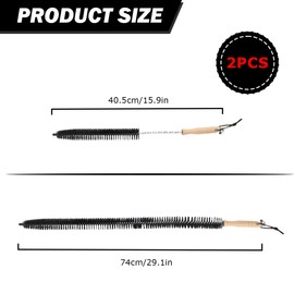 YOLUFER Dryer Vent Cleaner Wooden Handle Dryer Vent Cleaning Brush Refrigerator Condenser Coil Brush for Lint Removal (Two Size)