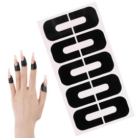 Nail Stickers, Protective Seals, Nail Point, Nail Protector, Pack of 10, U-Shaped Gel Nails, Fingertip Protection, Peel Off Tape, Spill Proof, Easy Installation, For Home Use, Black
