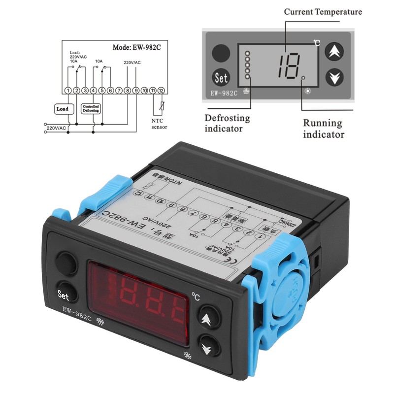 Temperature Controller Defrosting Cooling Thermostat Digital Display AC for Cooler