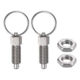 sourcing map 2Pcs Spring Plunger with Pull Ring M10x1.5 Thread Size 0.79" Thread Length Pin Dia.6mm Round Head Stainless Steel Non-Locking Retractable Index Plunger for Industrial Equipment