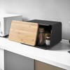 YAMAZAKI Metal Bread Box With Removable Bamboo Wooden Cutting Board