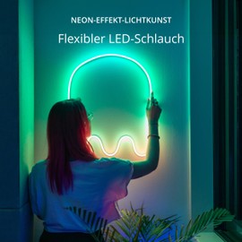 Twinkly Flex 2m, LED-Schlauch Multicolor, Flexibel und Kompatibel mit Home Kit, Alexa und Google Home, Gaming-Lichter, Über 16 Mio. Farben, Stromversorgung über USB-C, App-Steuerung, Weißes Kabel