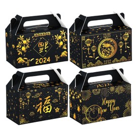 PEUTIER 36pcs Chinese New Year Party Favor Boxes, 2024 Happy New Year Gift Boxes Candy Treat Cookie Goodie Wrap Boxes New Year's Eve Party Supplies with Fu Chinese Character and Classic Pattern