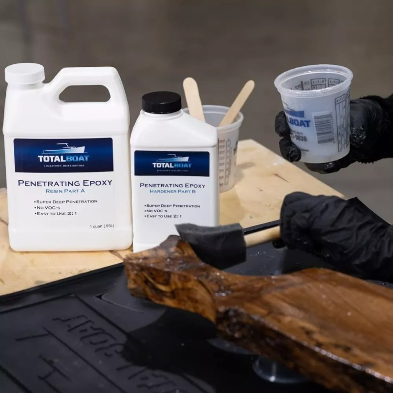 TotalBoat Clear Penetrating Epoxy Wood Sealer Stabilizer for Rot Repair