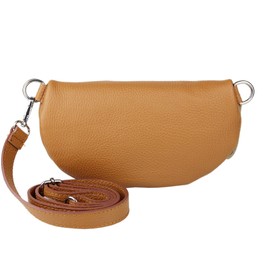 Ever Bloom Unisex Leather Chest Bag Bum Bag, Fashion Waist Bag, Made in Italy, Shoulder Bag Saddle Cross Bag 24 cm, Medium Leather Bag for Festival and Holiday, camel