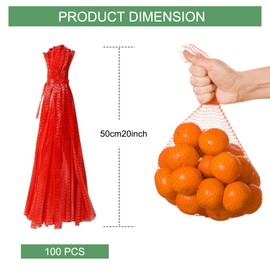 Mordx 100Pcs Reusable Produce Plastic Mesh Bag,20 Inch Seafood Boil Bags，Kitchen Organizer Produce Packaging Supplies Net，Vegetable and Fruit Seafood Plastic Mesh Strap Storage Bag