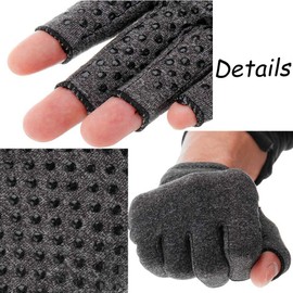 Chargenyang 2 Dual Anti-Arthritis Compression Gloves Half Finger Training Joint Compression Gloves Pain Wrist Support Gloves (m)